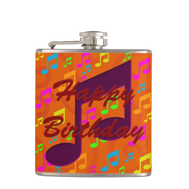 Cantil Feliz Aniversário - Music Vinyl Wrapface Flask (Frente)