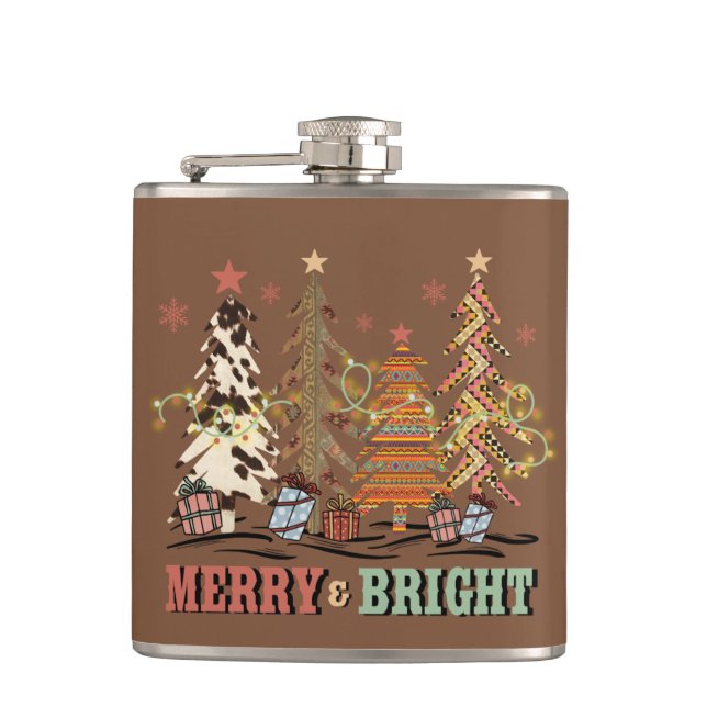 Cantil Feliz E Árvores De Natal Brilhantes Boho Oeste (Frente)