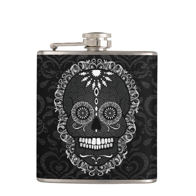 Cantil Feliz Muertos - garrafa festiva do crânio do (Frente)