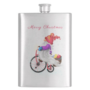 Cantil Feliz Natal - Gnomo Engraçado com Bicicleta e Pre