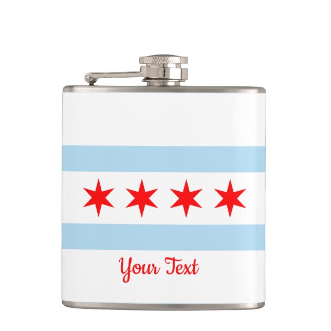 Cantil Flag of Chicago, Illinois Hip Flask (Frente)