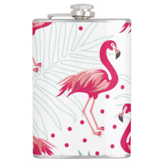 Cantil Flamingo tropical e folhas, padrão de verão.