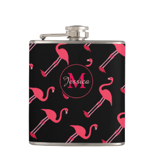 Cantil Flamingos cor-de-rosa em preto personalizado