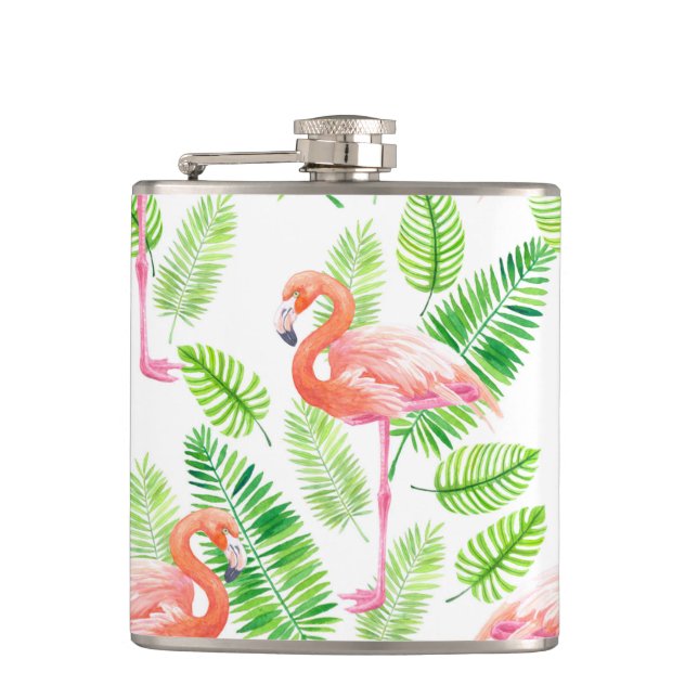 Cantil Flamingos e folhas tropicais (Frente)