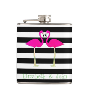 Cantil Flamingos Rosa,Listras Pretas e Brancas,Personaliz