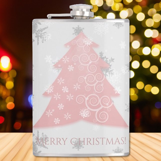 Cantil Fláscara de Árvore de Natal Festiva Rosa (Pink Festive Christmas Tree Flask)