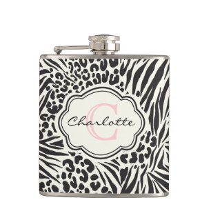 Cantil Fláscara Personalizada do Monograma Zebra Leopardo
