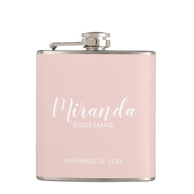 Cantil Flask de Bridesmaid Personalizado de Script Modern (Frente)