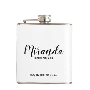 Cantil Flask de Bridesmaid Personalizado de Script Modern