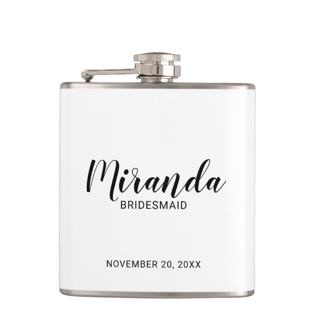 Cantil Flask de Bridesmaid Personalizado de Script Modern (Frente)