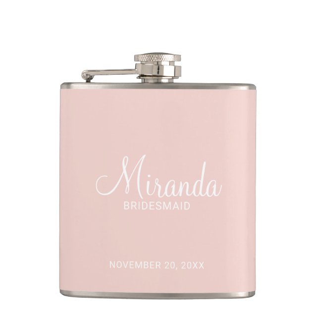 Cantil Flask de Bridesmaid Personalizado de Script Modern (Frente)