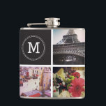 Cantil Flask de Foto Personalizado do Instagram 7<br><div class="desc">Balão personalizado com espaço para 7 fotos em forma quadrada e um monograma.</div>