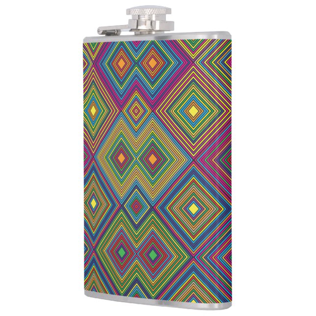 Cantil Flask hip colorido com um geométrico vibrante (Esquerda)