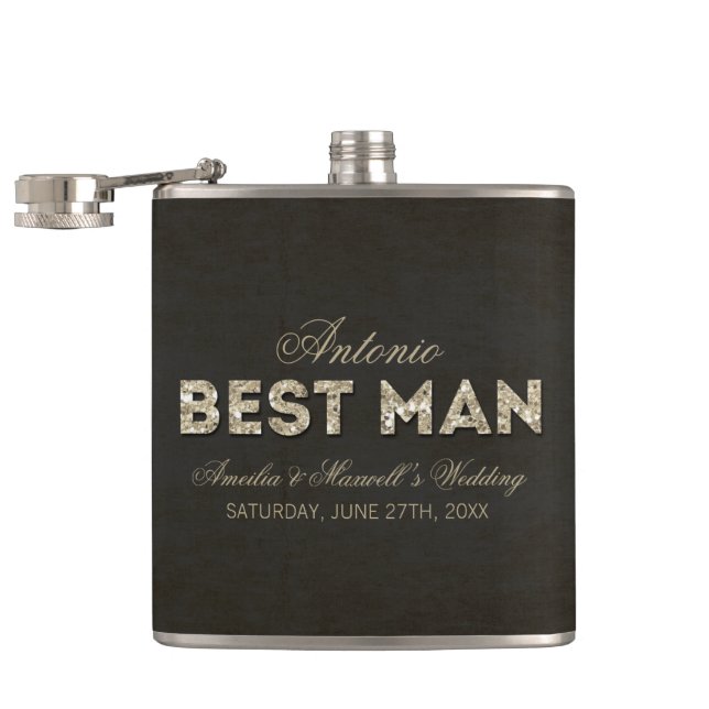Cantil Flask Preto e Dourado para o Homem (Aberto)