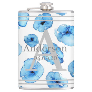 Cantil Flask - Sobrenome Azul Personalizado Data Inicial