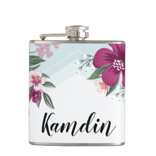 Cantil Flask Tropical Personalizada no Ombre Azul