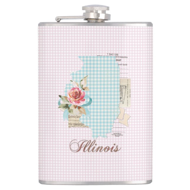 Cantil Flask Vinyl Wrapped, Estadual do Illinois, cor-de- (Frente)