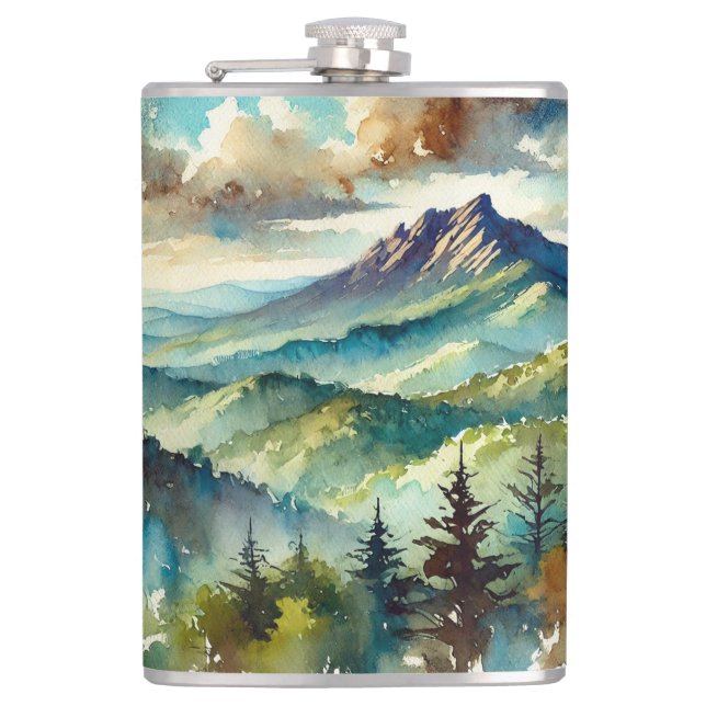 Cantil Flask with Mountain Landscape Design - Adventure-R (Frente)