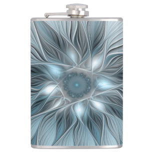 Cantil Flor Abstrata Alegre Azul Cinza Fractal Floral