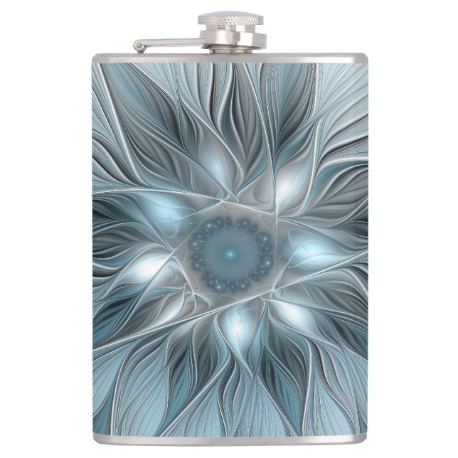 Cantil Flor Abstrata Alegre Azul Cinza Fractal Floral (Frente)