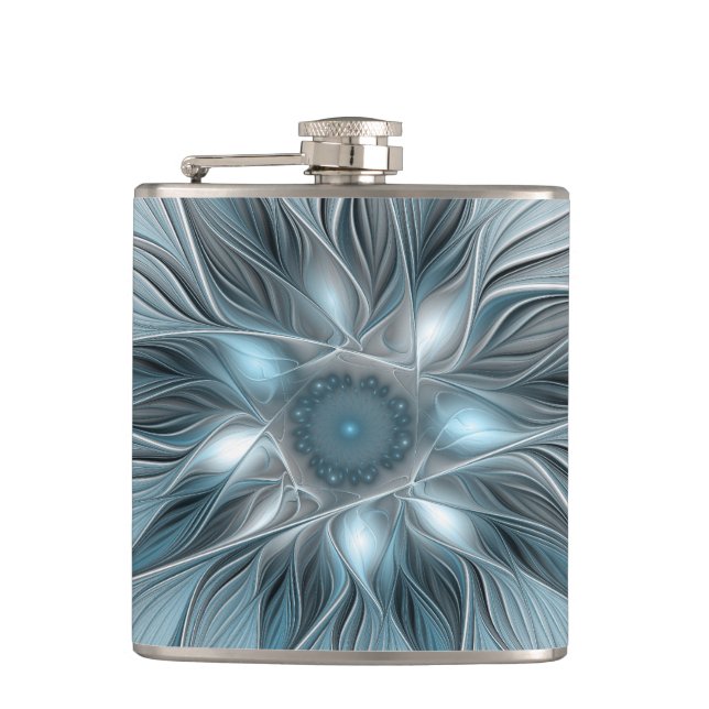 Cantil Flor Abstrata Alegre Azul Cinza Fractal Floral (Frente)