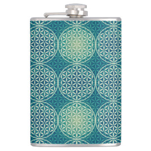 Cantil Flor da vida - padrão do selo - azul ciano