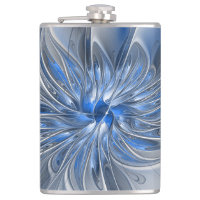 Flor de Arte Fracionada com Cinza Azul abstrato