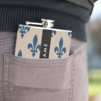 Flor de Lis, Azul Marinho em Bege, Real, Seu Nome