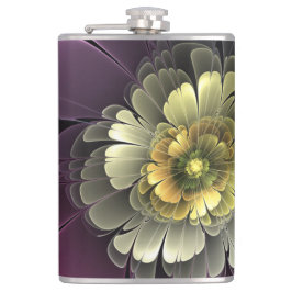 Cantil Flor Fractal Abstrata Moderna Purpura Cinza Khaki