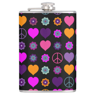 Cantil Flor Power Heart Peace Pattern + seu backgr.