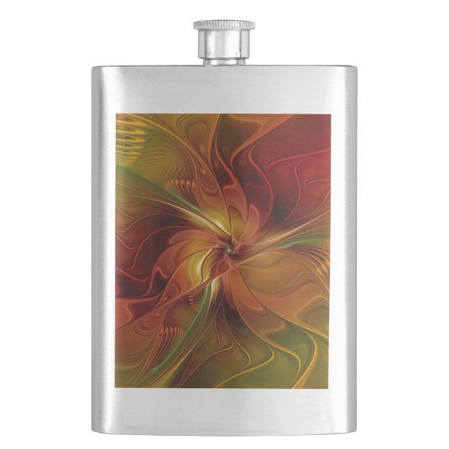 Cantil Flor verde-laranja-abstrato Vermelho Castanho-Cast (Frente)