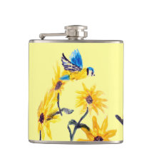 Floral Bird Art Amarelo Girassóis