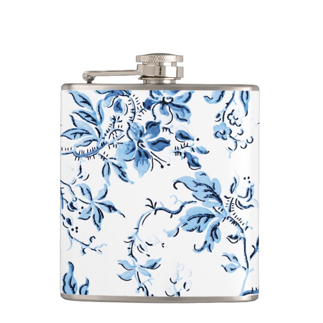 Cantil Floral Branco e Azul Delft Elegante (Frente)