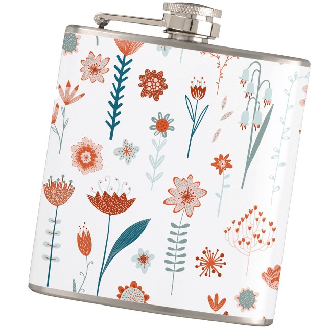 Cantil Floral Escandinavo Moderno (Modern Scandinavian floral hip flask)