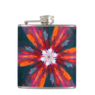 Cantil Floral Flores de Mandala Laranja Vermelho Abstrato