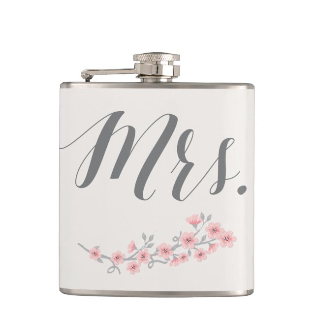 Cantil Floral Romântica Flask Wedding Gifts Rosa Sra. (Frente)