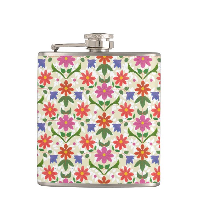 Cantil Flores Bonitas e Pontos em Lencinho de Hip Flask B (Frente)