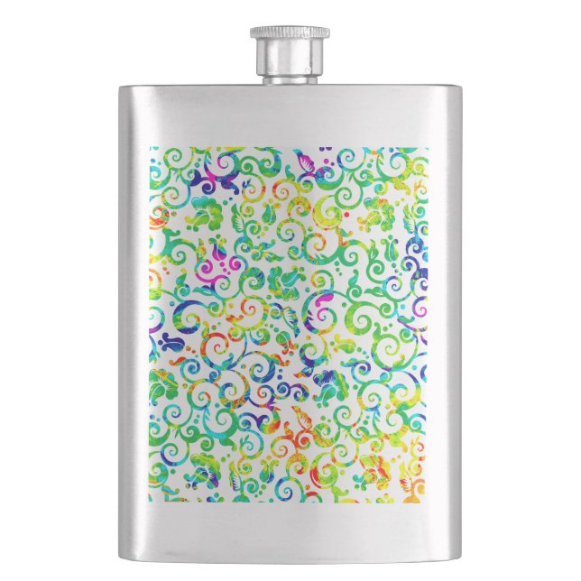 Cantil Flores de cor aquosa, de cor branca (Frente)