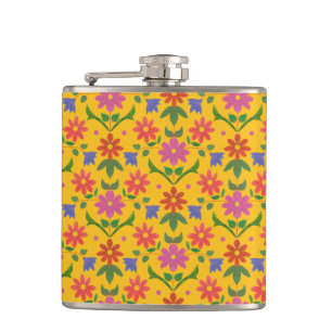 Cantil Flores e Bolinhas bonito no Flask Amarelo