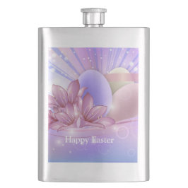 Cantil Flores e ovos num fundo pastel colorido