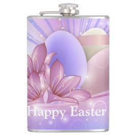 Cantil Flores e ovos num fundo pastel colorido