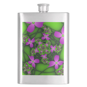Cantil Flores Fractais Verdes Rosa-Rosa-Abstrato modernas