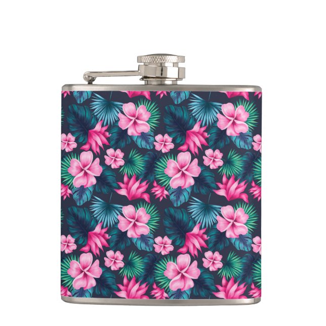 Cantil Flores Rosa com Folhas Verdes - 79066 (Frente)