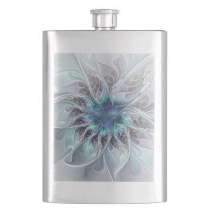 Cantil Florescer Abstrato Moderno Floral Fractal Com Azul