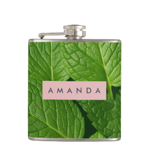 Cantil Folha de Hortelã Fresca Verde Vibrante Personaliza