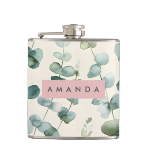 Cantil Folhas de Eucalipto Pastel Elegantes Personalizada