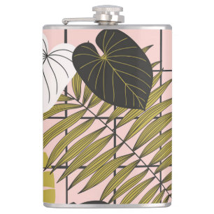 Cantil Folhas tropicais, flores, padrão pintado à mão.