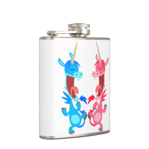 Cantil Folheto de Hip Flask Unicórns de dança de desenh