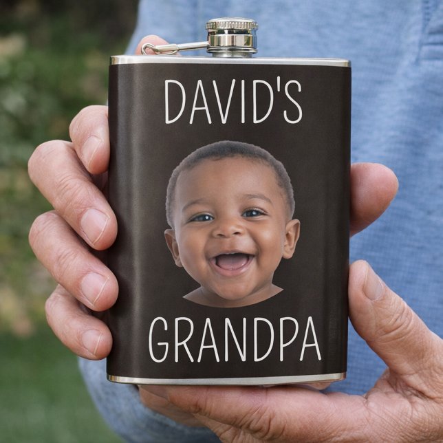 Cantil Foto Fofa de Bebê Presente para Vovô (Personalized Grandpa Flask with Photo | Custom Grandfather Gift)