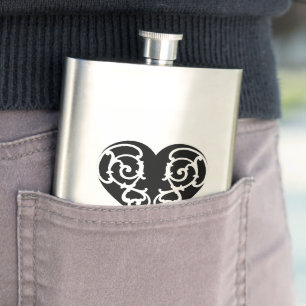 Cantil Frasco Clássico Coração de Filigrana Preto e Branc